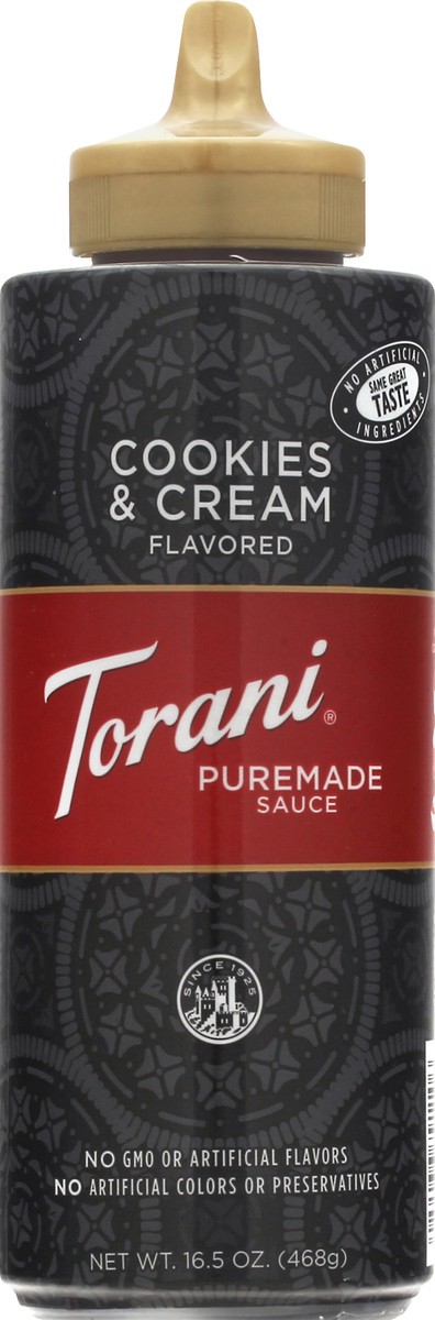 slide 9 of 10, Torani Sauce Puremade Cookies & Cream Flavored, 16.5 oz