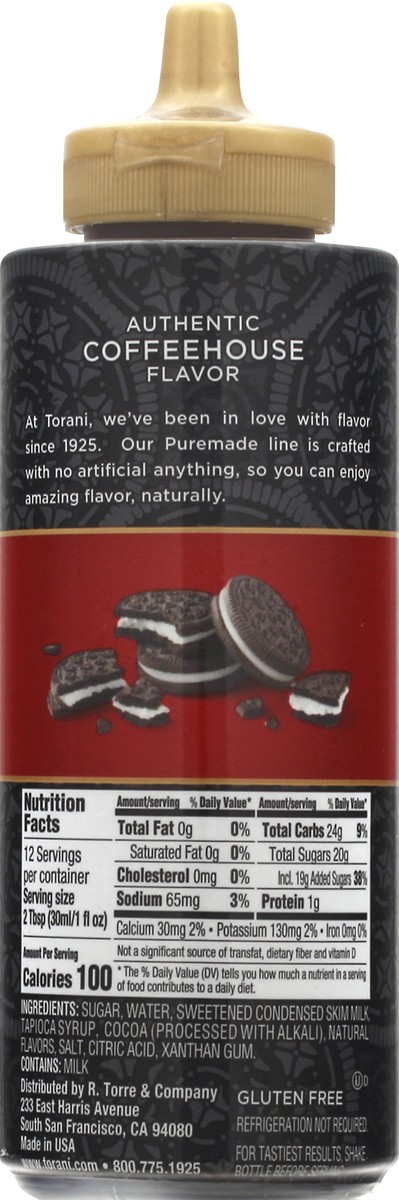 slide 10 of 10, Torani Sauce Puremade Cookies & Cream Flavored, 16.5 oz