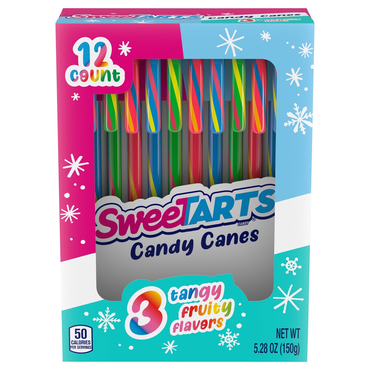 slide 1 of 15, SweeTARTS 3 Tangy Fruity Flavors Candy Canes 12 ea, 12 ct