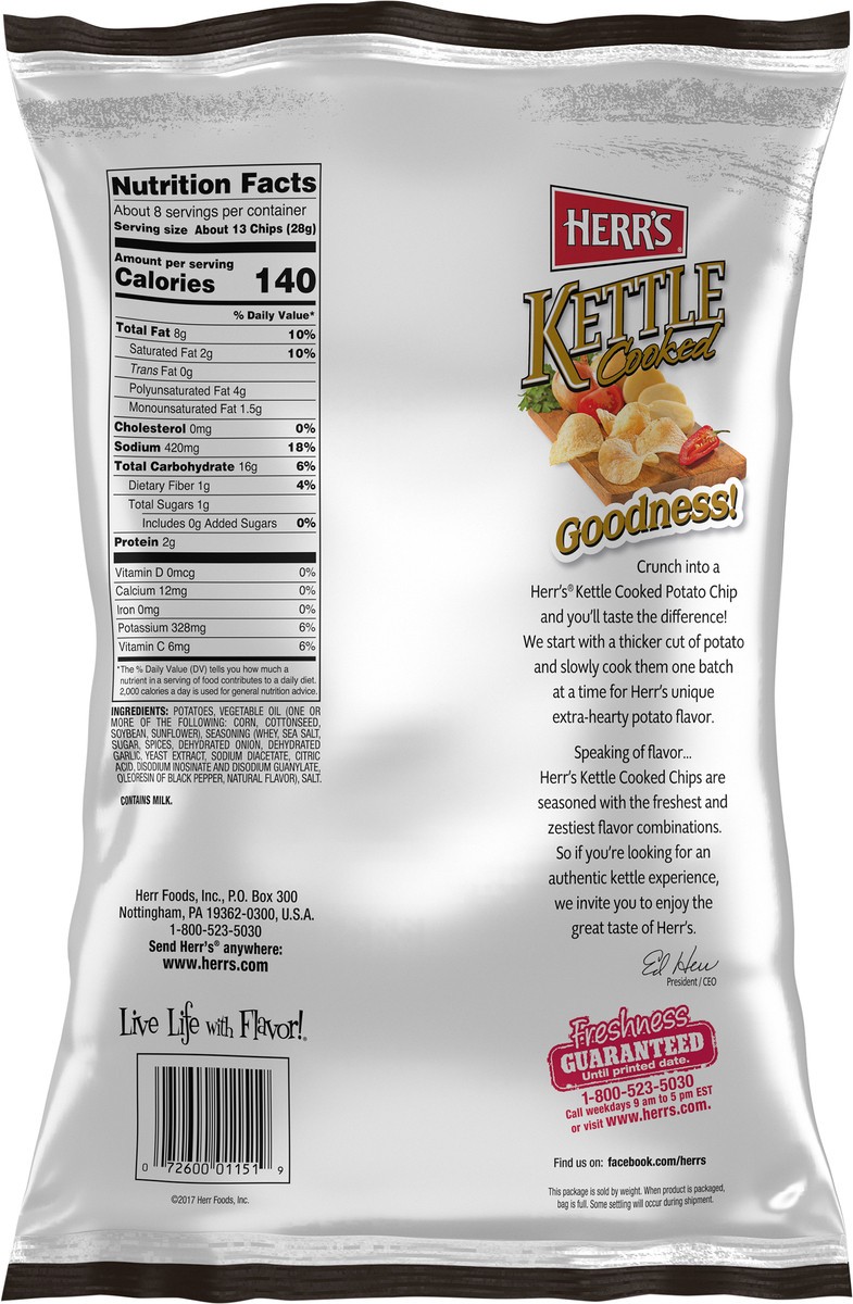 slide 5 of 14, Herr's Kettle Cooked Cracked Pepper & Sea Salt Flavored Potato Chips 7.5 oz, 7.5 oz