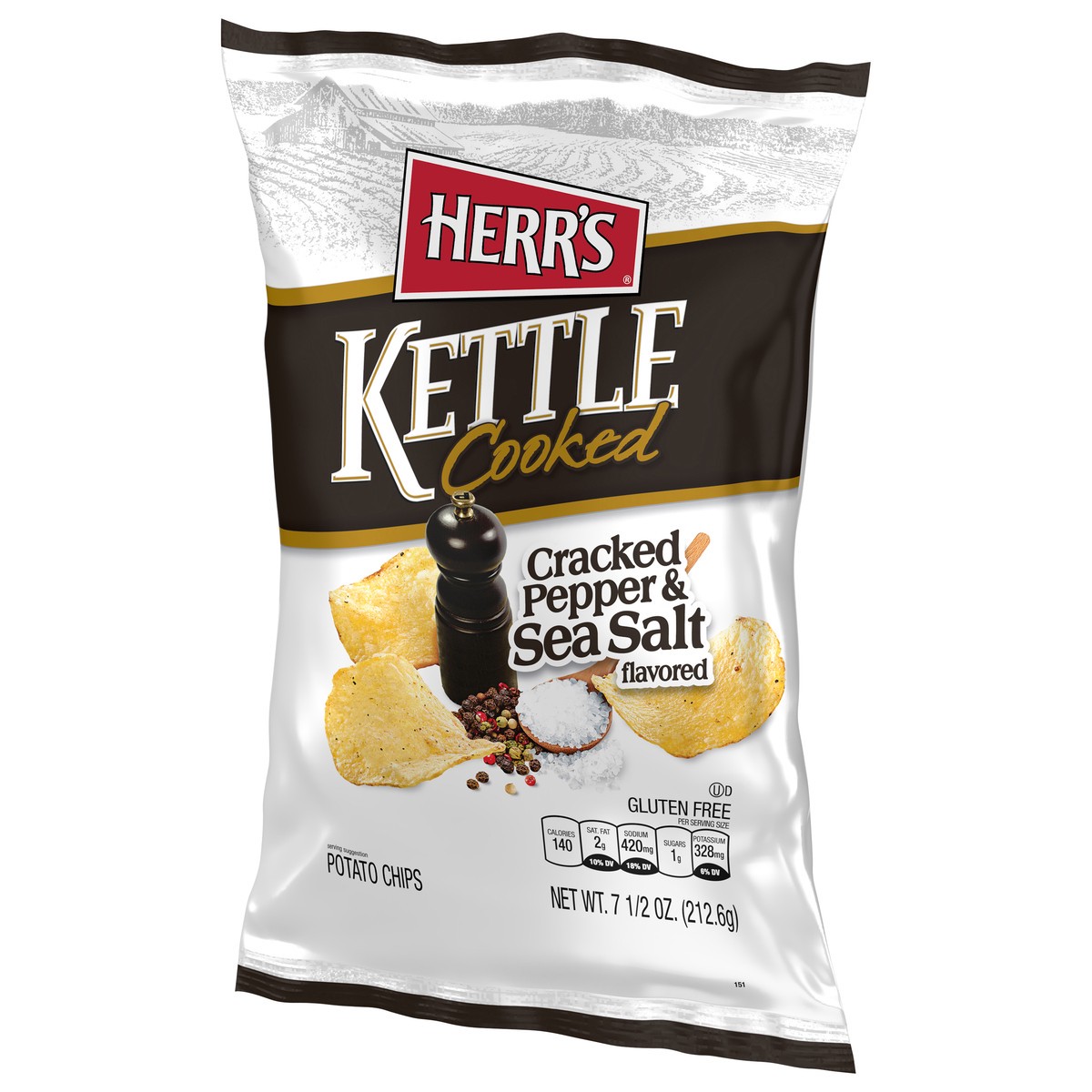 slide 6 of 14, Herr's Kettle Cooked Cracked Pepper & Sea Salt Flavored Potato Chips 7.5 oz, 7.5 oz