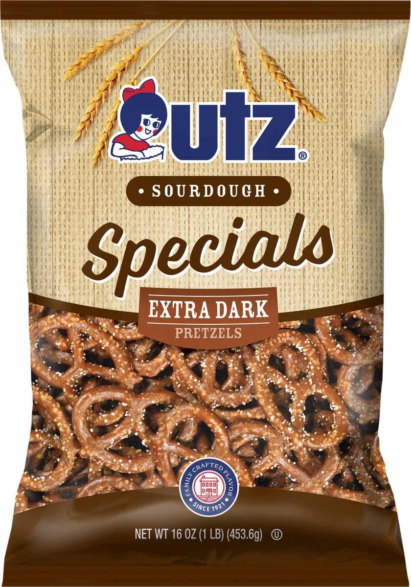 slide 4 of 8, Utz 16 oz Utz Sourdough Specials Extra Dark Pretzels, 16 oz