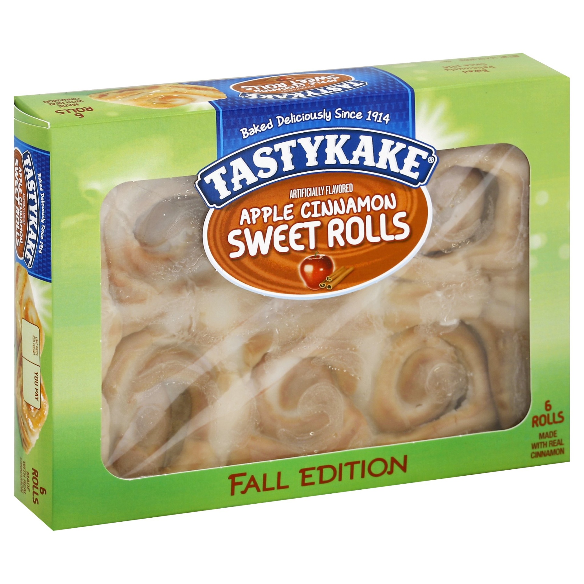 slide 1 of 8, Tastykake Fall Edition Apple Cinnamon Sweet Rolls, 14.4 oz