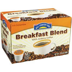 Hill Country Fare Single Serve Coffee Cups, Breakfast Blend - 12 ct