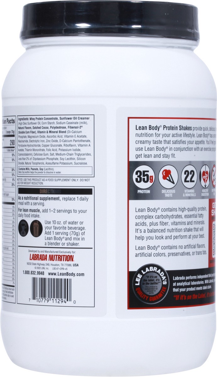 slide 7 of 9, Lean Body Chocolate Peanut Butter Protein Shake 2.47 lb, 2.47 lb