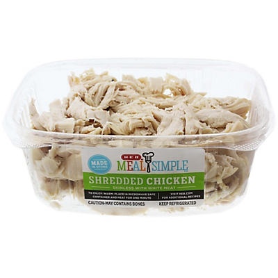 slide 1 of 1, H-E-B Rotisserie Shredded Chicken White Meat, 1 lb