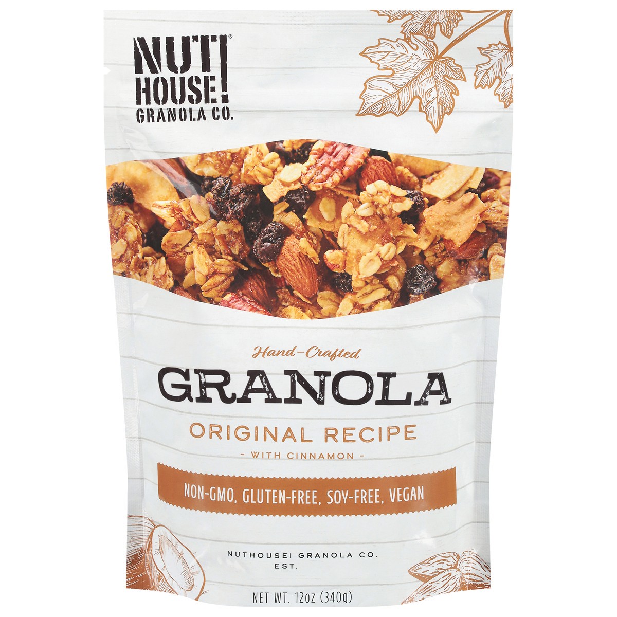 slide 1 of 9, Nut House! Granola Co. Hand-Crafted Original Recipe with Cinnamon Granola 12 oz, 12 oz