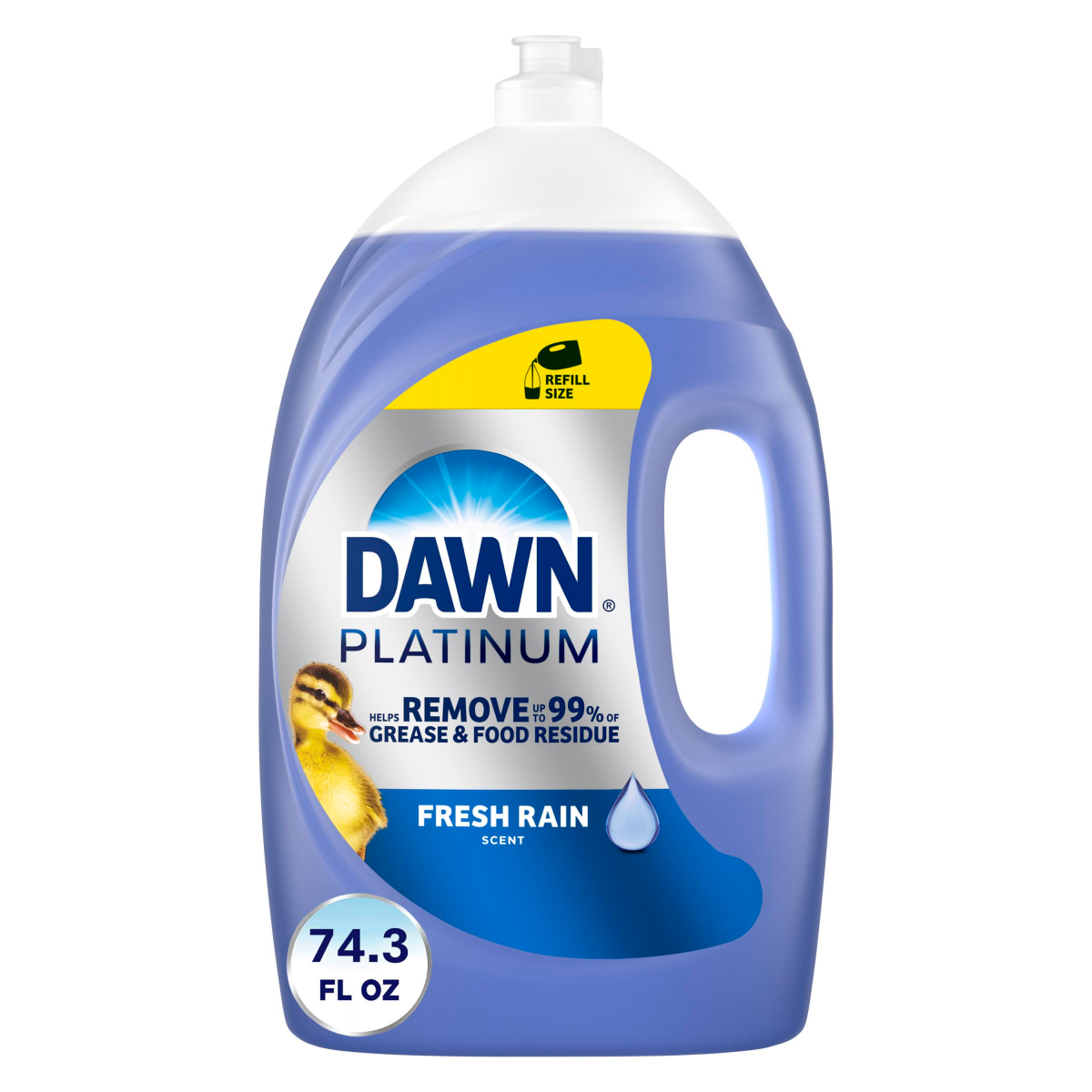 slide 1 of 29, Dawn Platinum Dish Soap Liquid, Dishwashing Liquid, Grease Removal, Fresh Rain, 74.3oz, 74.3 fl oz