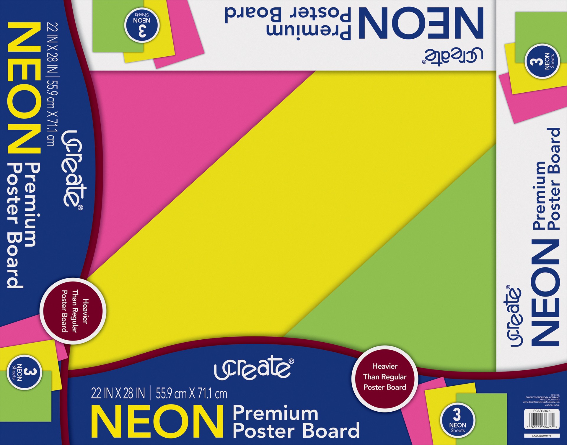 slide 1 of 1, Ucreate Premium Poster Board, 3 Assorted Colors, 22" X 28", 3 ct