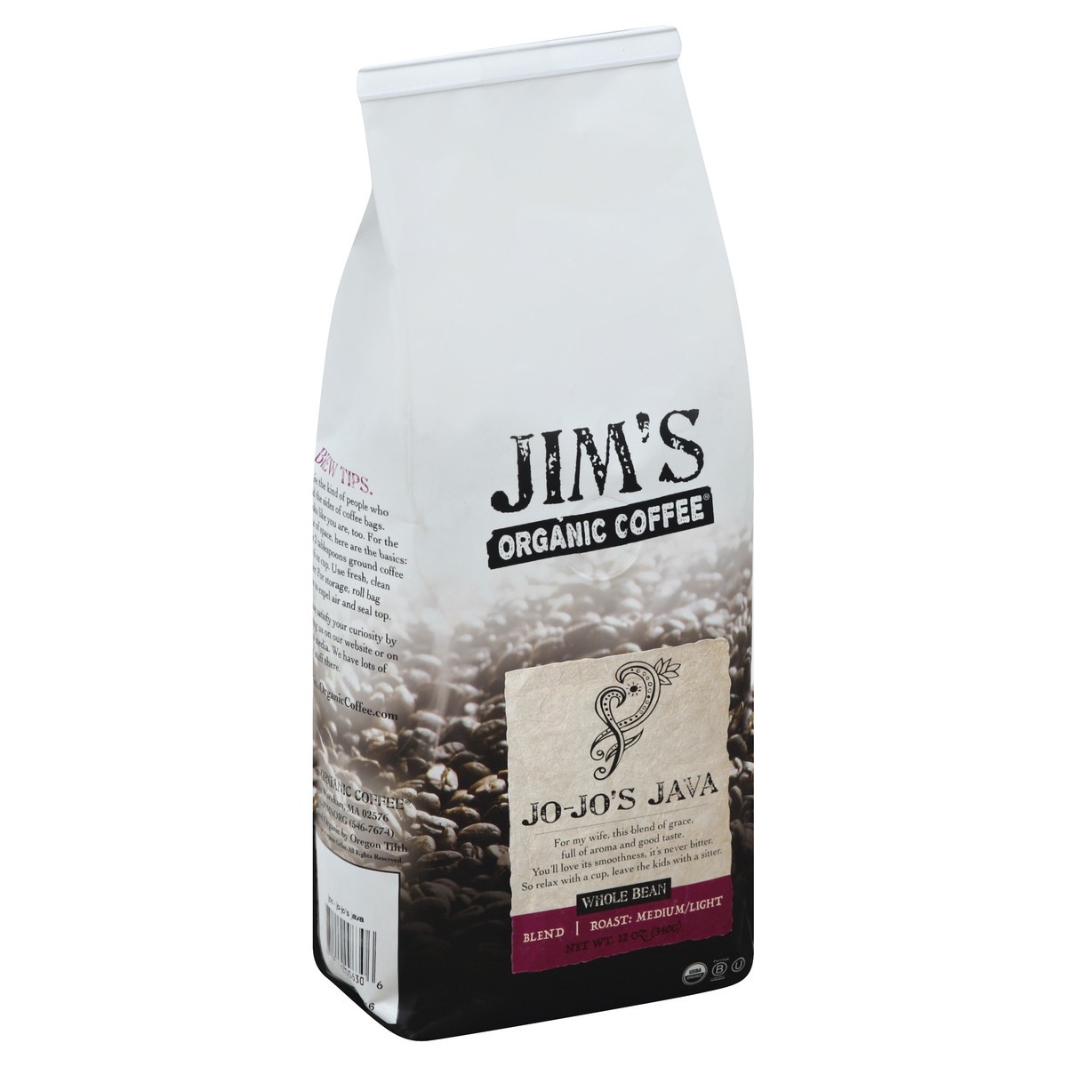 slide 5 of 5, Jim's Organic Coffee Jo Jo's Java Whole Bean Coffee - 12 oz, 12 oz