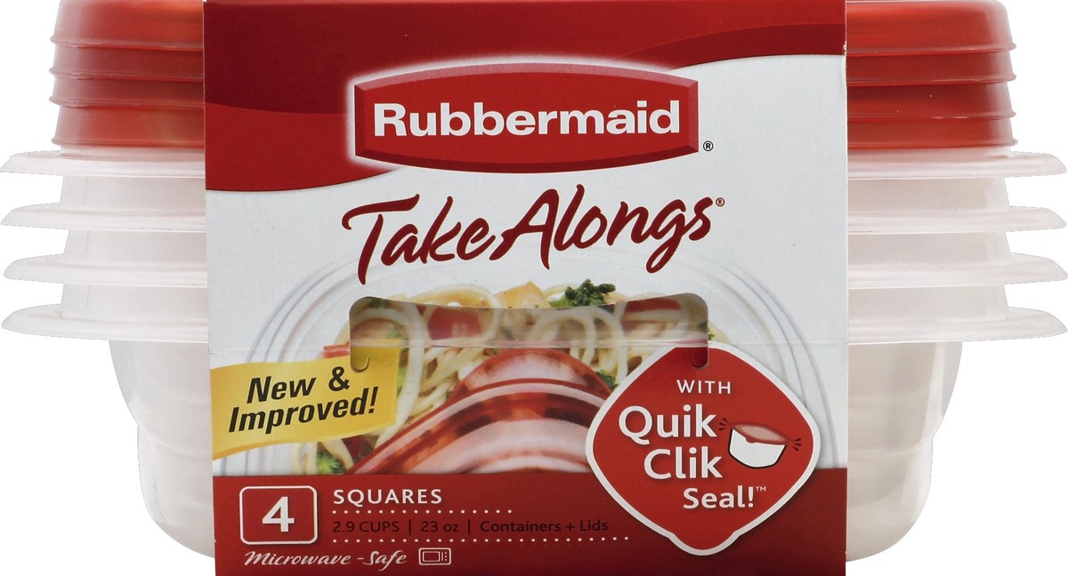 slide 4 of 5, Rubbermaid Takealongs Squares - Clear, 4 ct; 23 oz