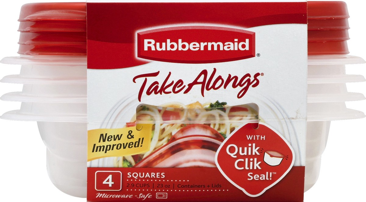 slide 5 of 5, Rubbermaid Takealongs Squares - Clear, 4 ct; 23 oz