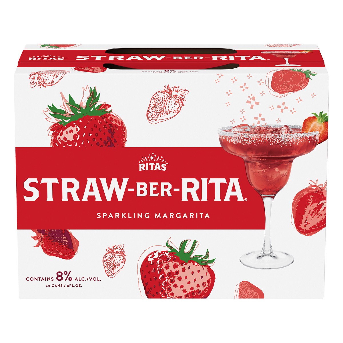 slide 1 of 8, RITAS 12 Pack Sparkling Straw-Ber-Rita Margarita 12 ea, 12 ct; 8 oz