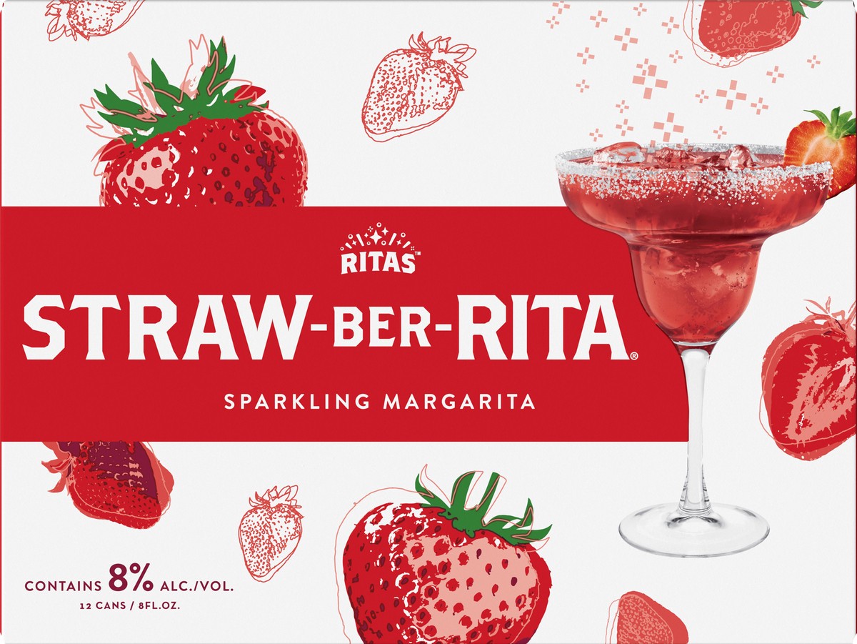 slide 2 of 8, Ritas Straw-Ber-Rita Strawberry Malt Beverage, 12 Pack 8 fl. oz. Cans, 8.0% Alc./Vol., 12 ct; 8 oz