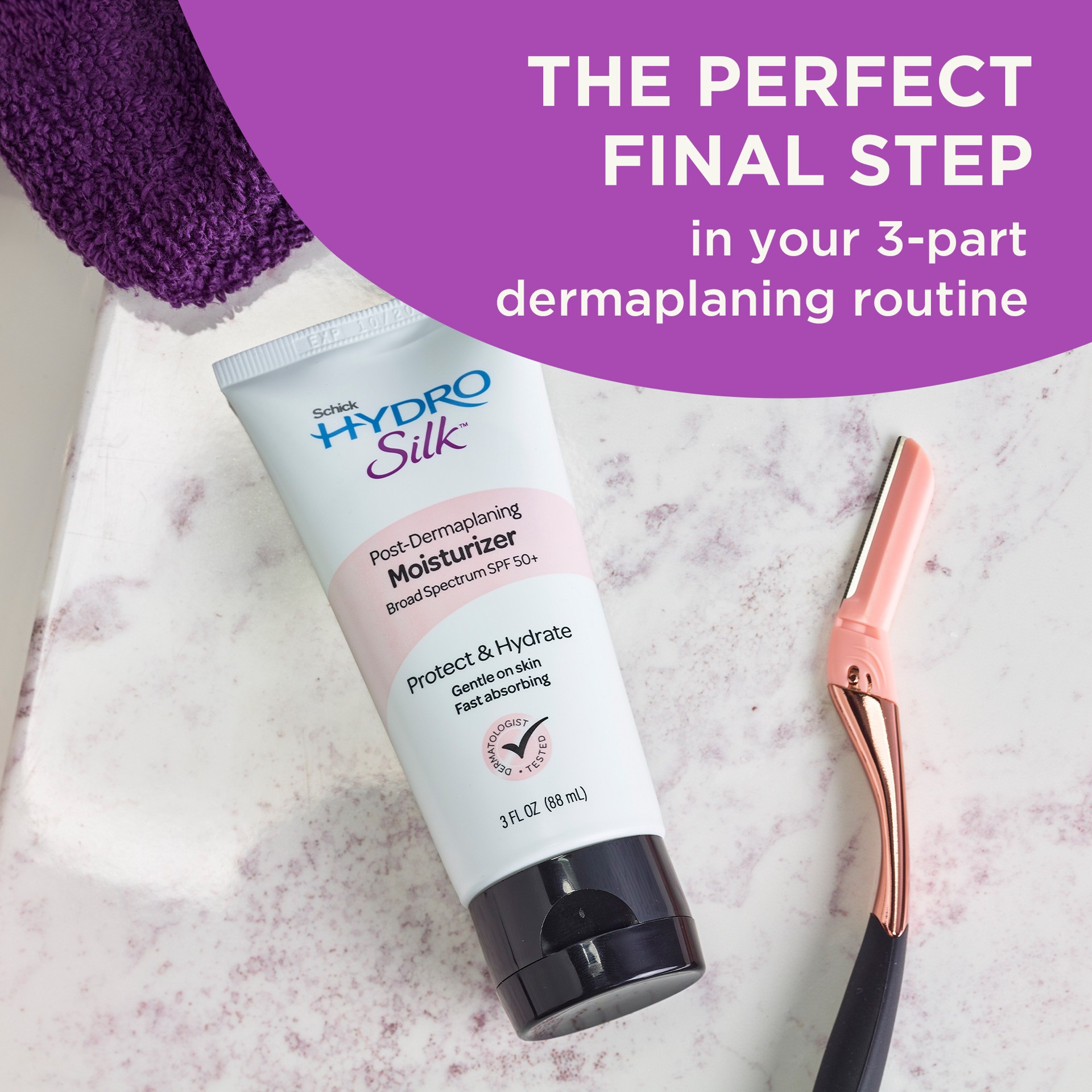 slide 2 of 7, Schick Hydro Silk Post-Dermaplaning Moisturizer, 3 oz