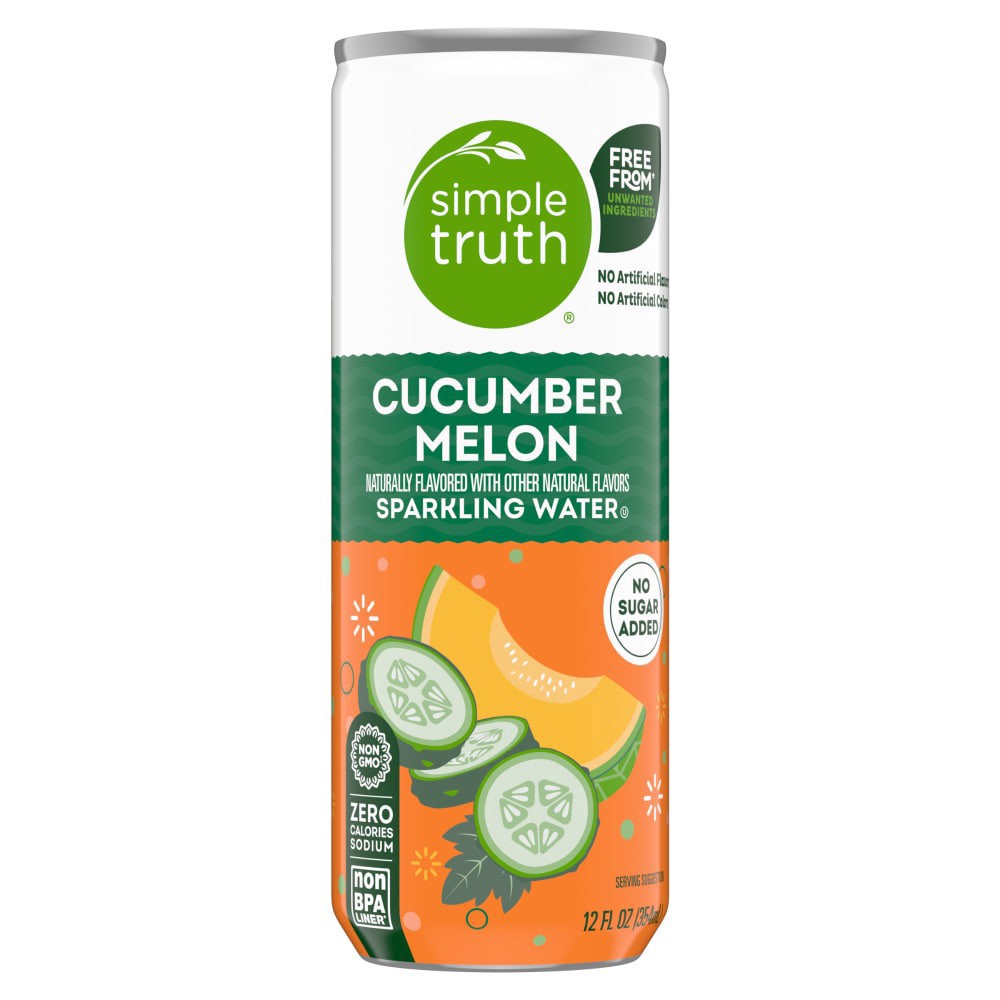 slide 2 of 2, Simple Truth® Cucumber Melon Sparkling Seltzer Water Cans, 8 ct; 12 fl oz