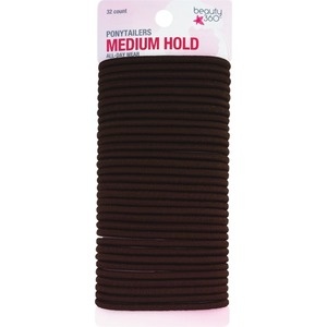 slide 1 of 1, Beauty 360 Medium Hold Brown Ponytailers, 32ct, 32 ct