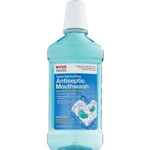 slide 1 of 1, CVS Health Antiseptic Mouth Rinse With Tartar Protection Iceberg Mint, 33.8 fl oz; 1 liter