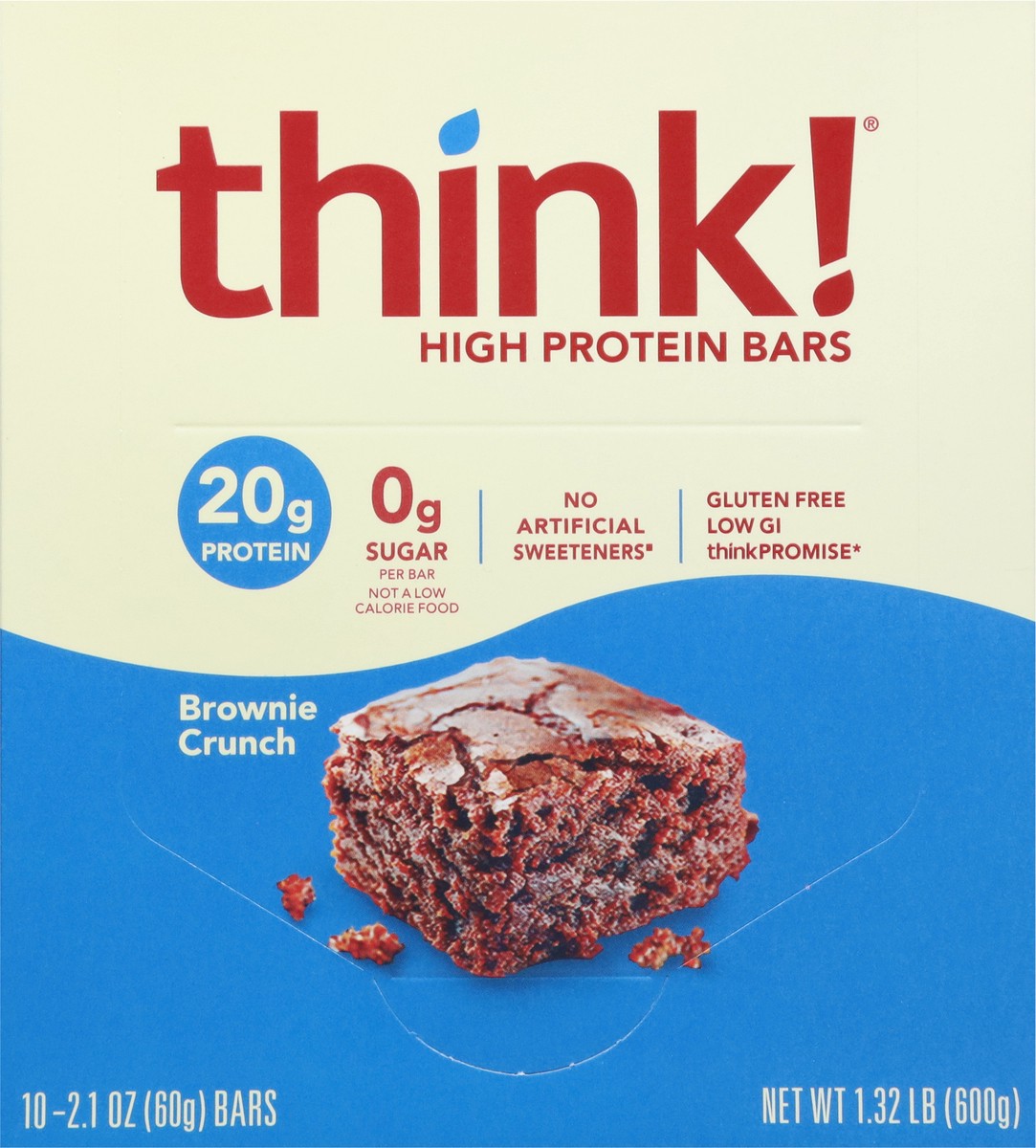 slide 9 of 12, think! Brownie Crunch High Protein Bars 10 - 2.1 oz Bars, 10 ct