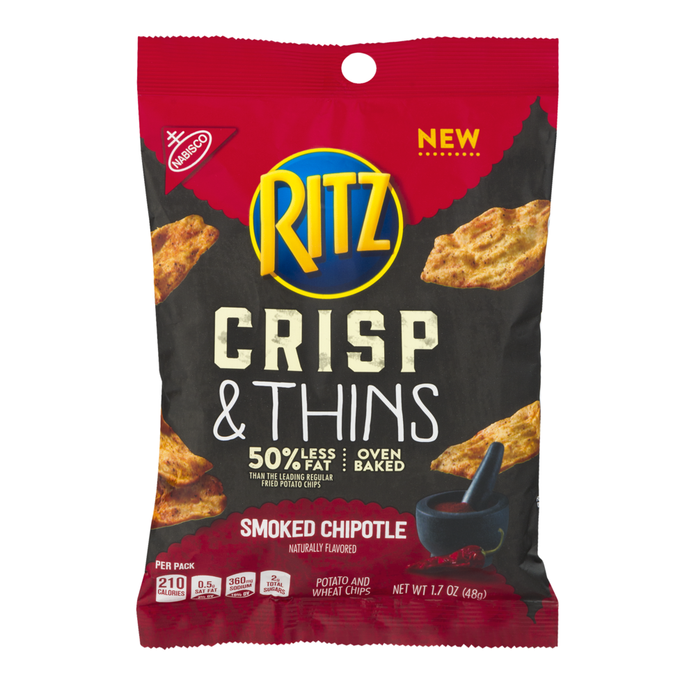 slide 1 of 1, Ritz Crisp & Thins Smoke Chipotle Crackers, 1.7 oz