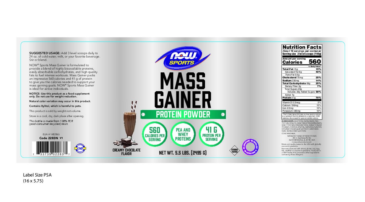 slide 4 of 10, NOW Sports Mass Gainer Protein Powder, Creamy Chocolate Flavor, Pea and Whey Protein Blend, 5.5 lbs., 5.5 lb