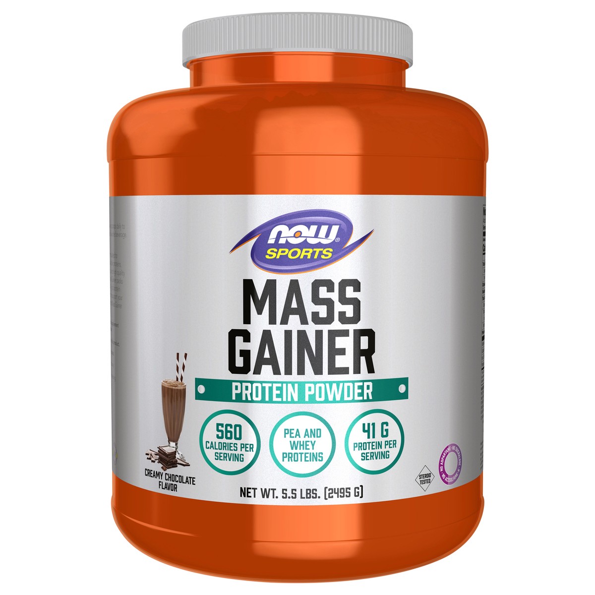 slide 7 of 10, NOW Sports Mass Gainer Protein Powder, Creamy Chocolate Flavor, Pea and Whey Protein Blend, 5.5 lbs., 5.5 lb