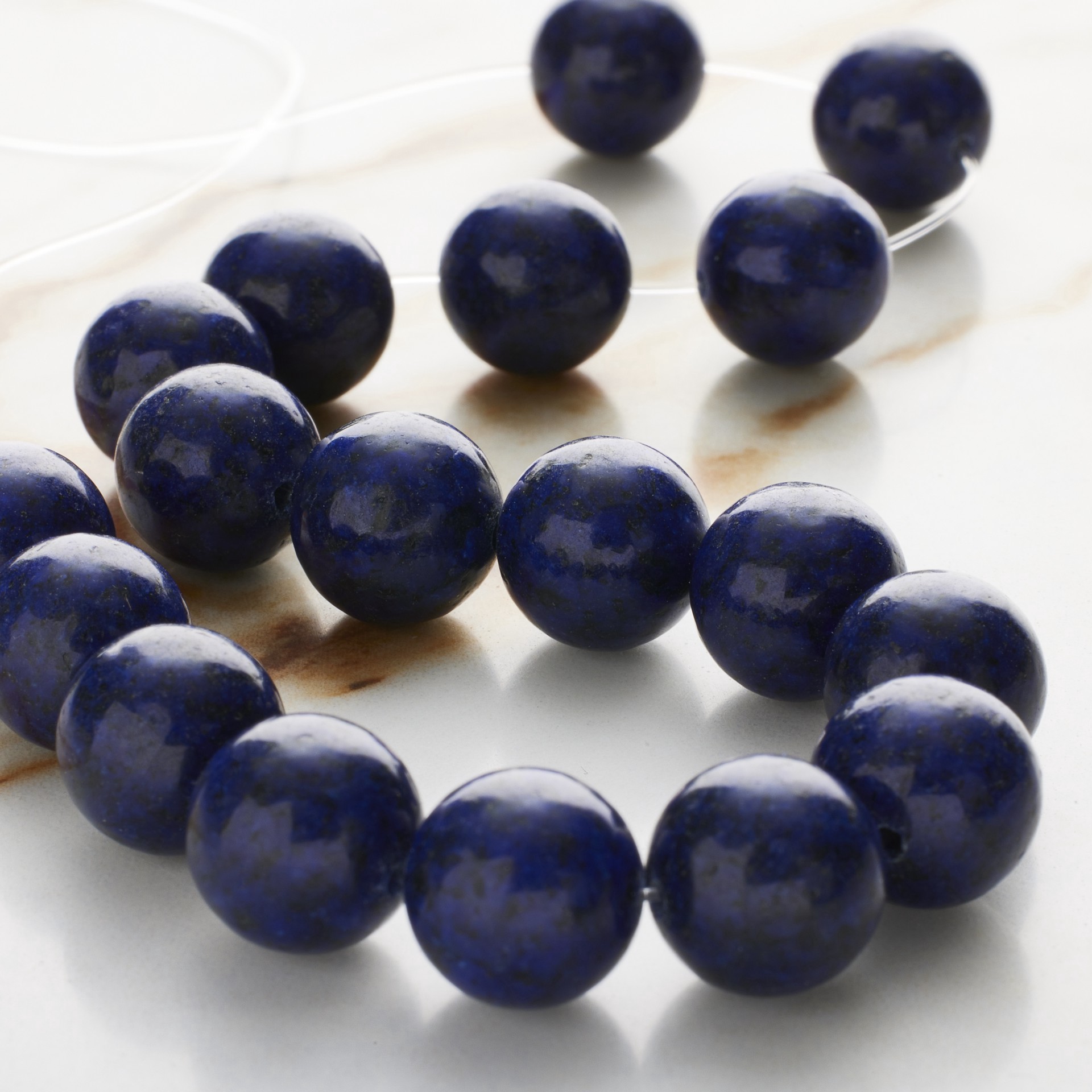 slide 3 of 3, Dark Blue Reconstituted Lapis Round Beads, 10mm By Bead Landing, 10mm