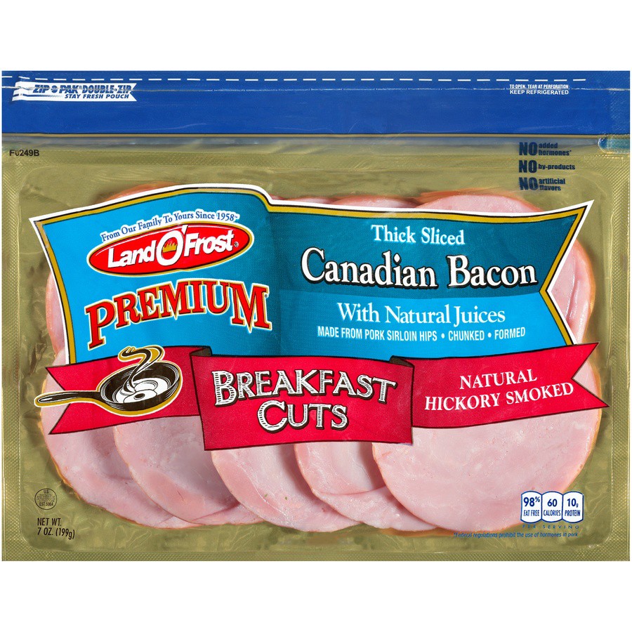 slide 1 of 6, Land O' Frost Canadian Natural Hickory Smoked Bacon 7 oz, 7 oz