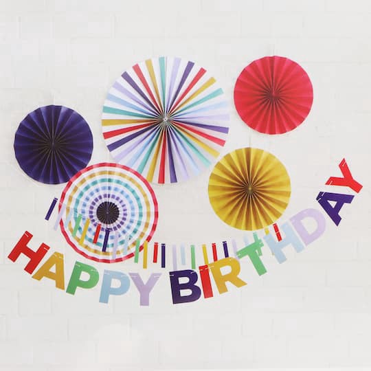 slide 1 of 3, Multicolor Happy Birthday Decor Kit By Celebrate It, makes 7 décor pieces