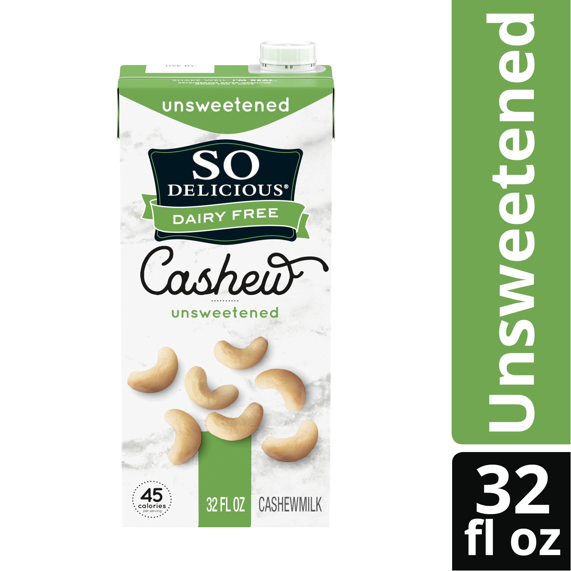 slide 1 of 7, So Delicious Unsweetened Cashew Milk, 32 fl oz