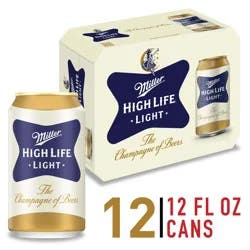 Miller High Life Light Beer 12 - 12 fl oz Cans