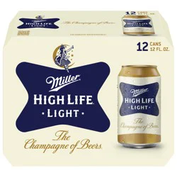 Miller High Life Light Beer 12 - 12 fl oz Cans
