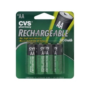 slide 1 of 1, CVS Pharmacy Rechargeable Aa Batteries, 4 ct