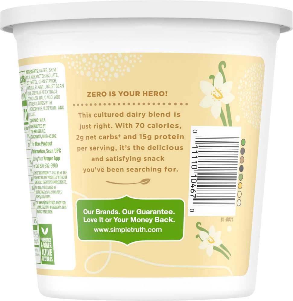 slide 3 of 5, Simple Truth Zero Sugar Lactose Free Vanilla Yogurt, 32 oz