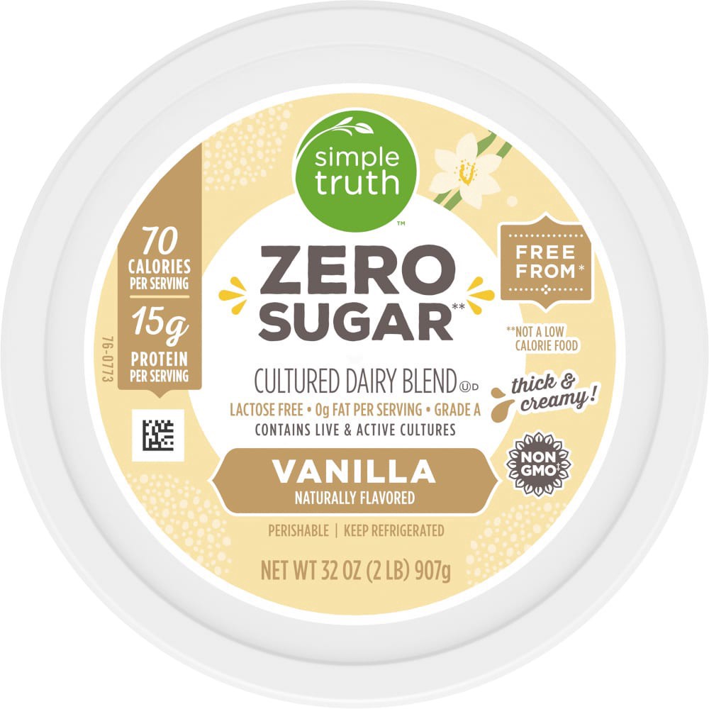 slide 4 of 5, Simple Truth Zero Sugar Lactose Free Vanilla Yogurt, 32 oz