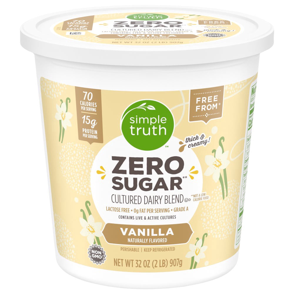 slide 1 of 5, Simple Truth Zero Sugar Lactose Free Vanilla Yogurt, 32 oz