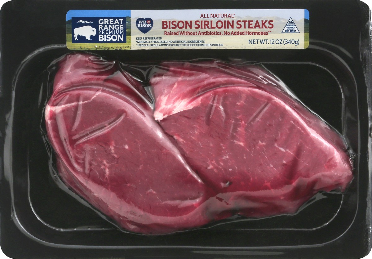 slide 5 of 13, Great Range Premium Sirloin Steaks Bison 12 oz, 12 oz