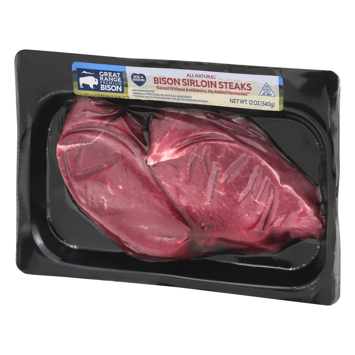 slide 2 of 13, Great Range Premium Sirloin Steaks Bison 12 oz, 12 oz
