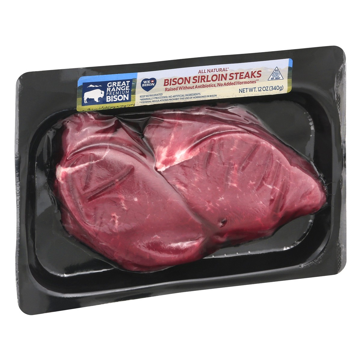 slide 12 of 13, Great Range Premium Sirloin Steaks Bison 12 oz, 12 oz
