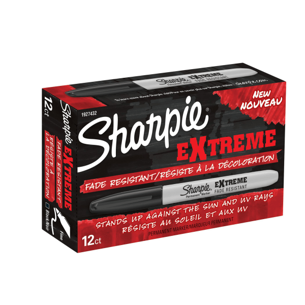 slide 1 of 8, Sharpie Extreme Permanent Markers, Fine Point, Black, Pack Of 12, 12 ct