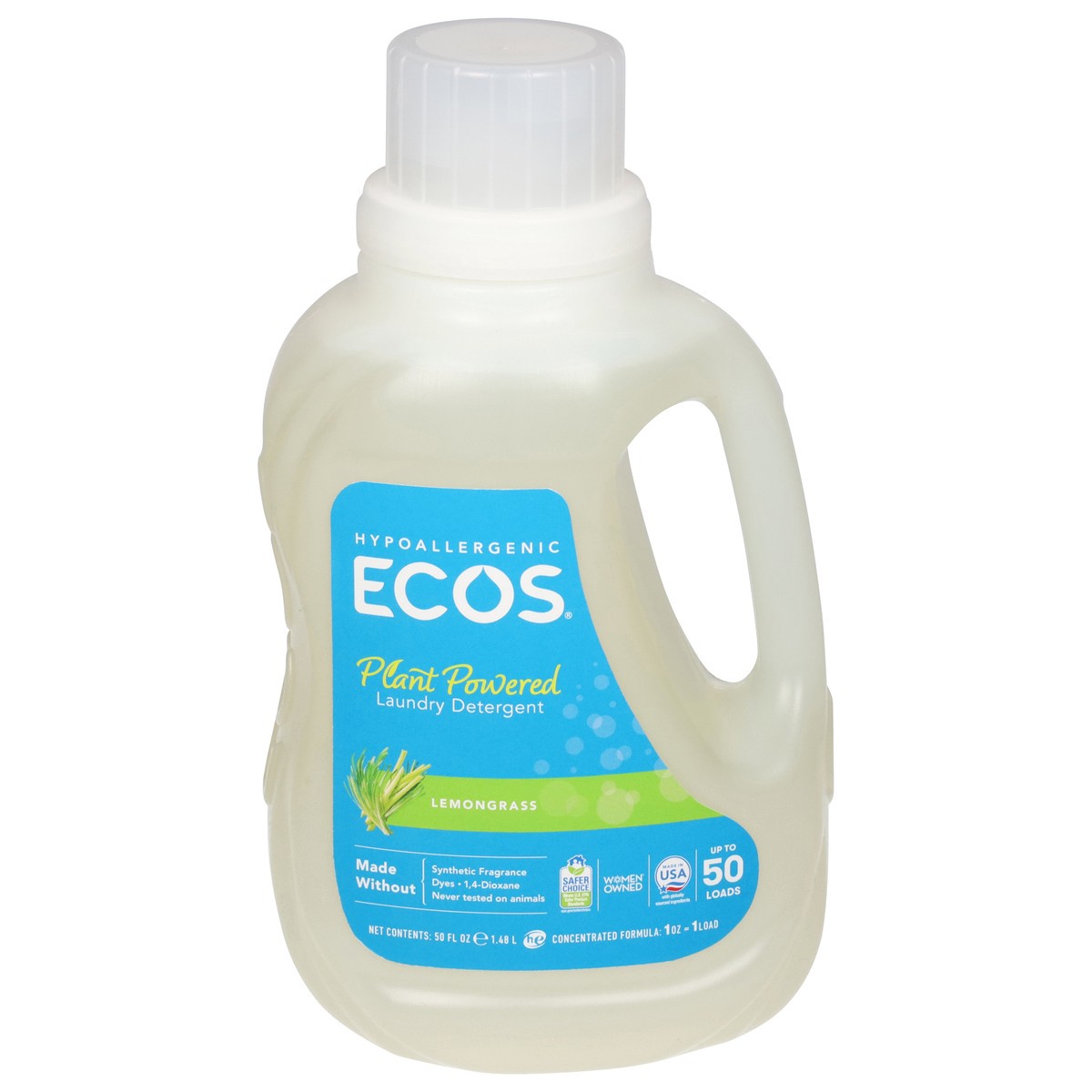 slide 12 of 12, ECOS Plant Powered Lemongrass Laundry Detergent 50 fl oz, 50 fl oz