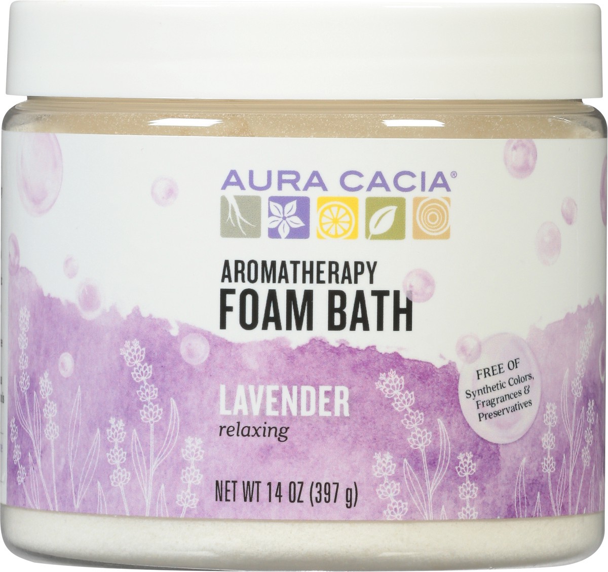 slide 3 of 9, Aura Cacia Lavender Foam Bath, 14 oz