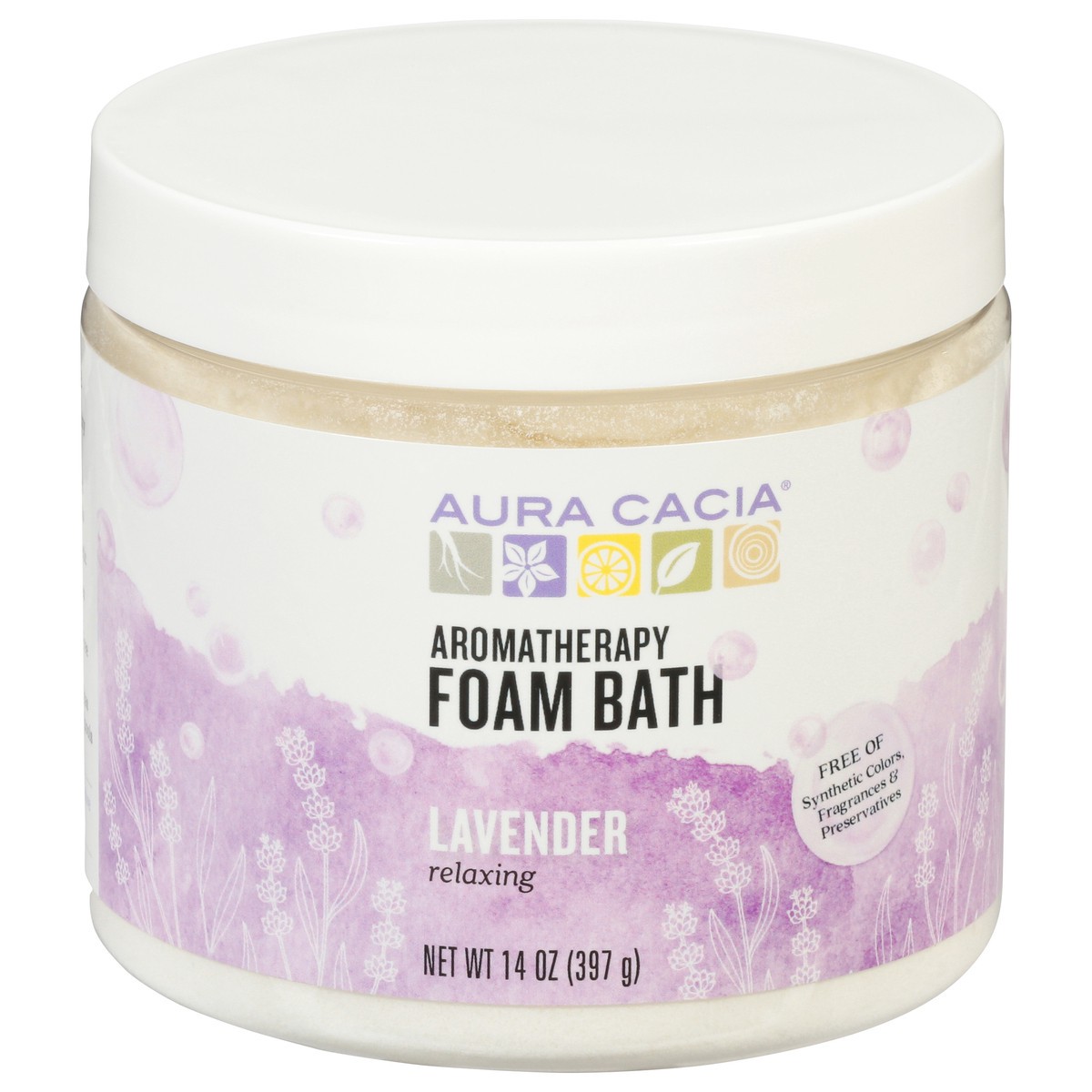 slide 1 of 9, Aura Cacia Lavender Foam Bath, 14 oz