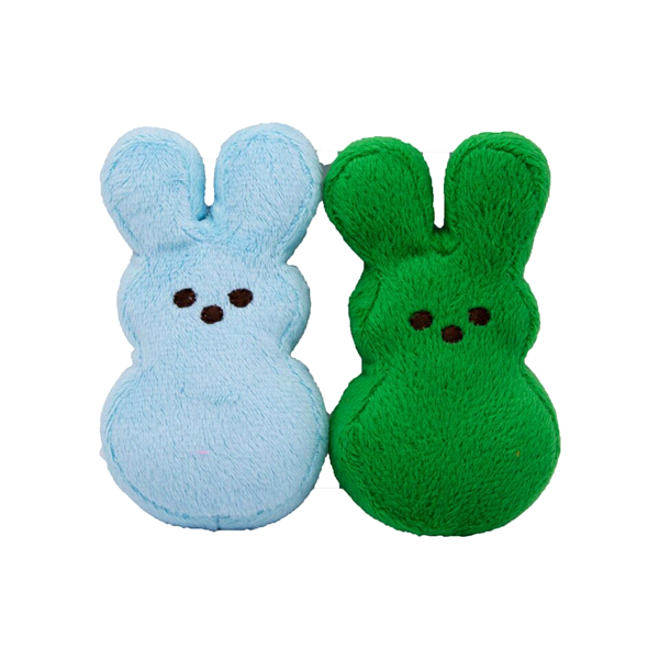 slide 1 of 1, Peeps Mini Plush Bunny Toys For Dogs in Blue and Green, 2 ct