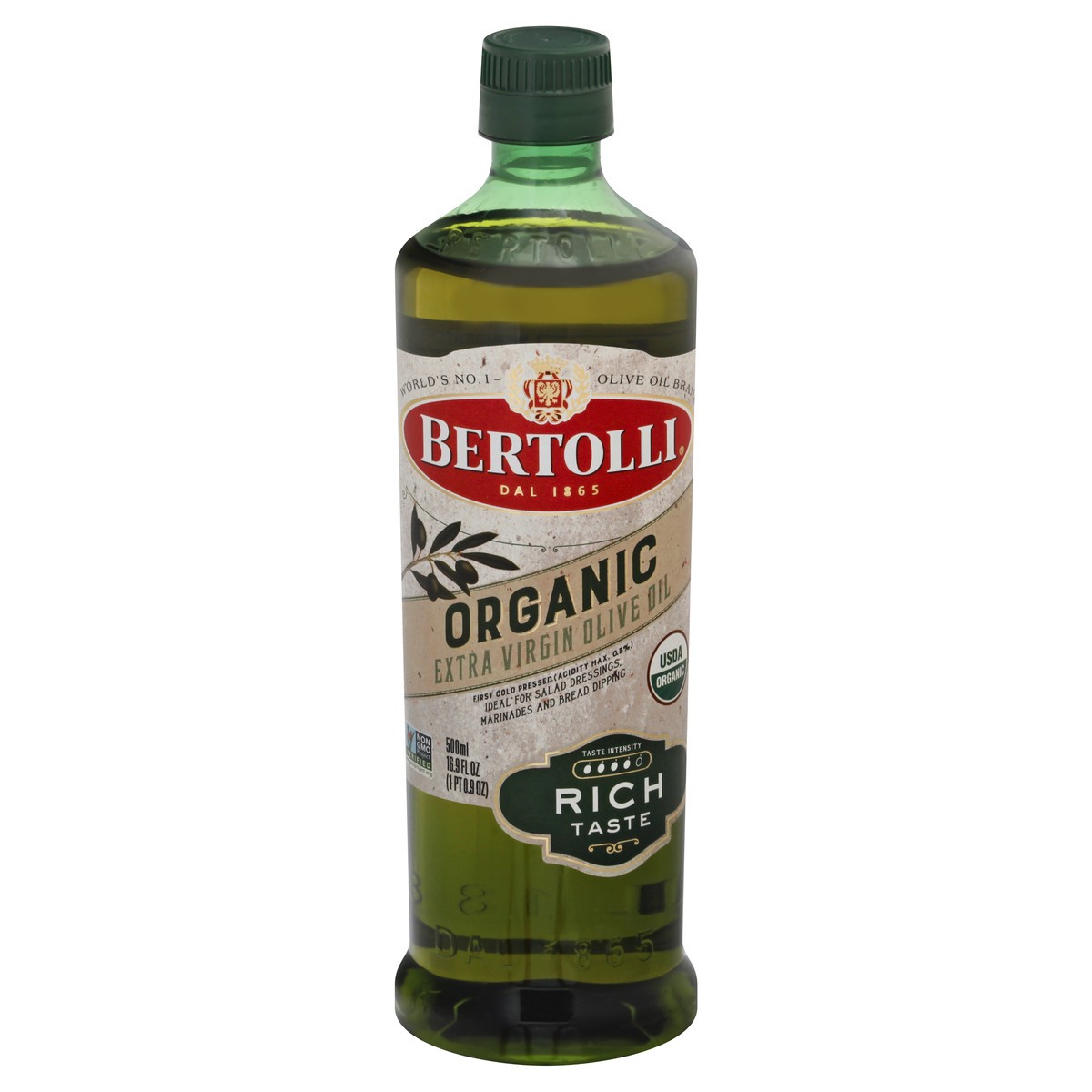 slide 1 of 9, Bertolli Organic Extra Virgin Rich Taste Olive Oil 500 ml, 500 ml