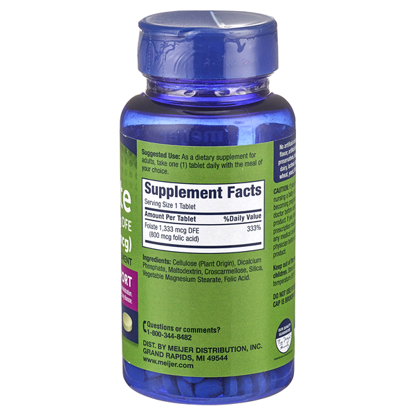 slide 8 of 9, MEIJER WELLNESS Meijer Folic Acid 800mcg Tablet, 200 ct