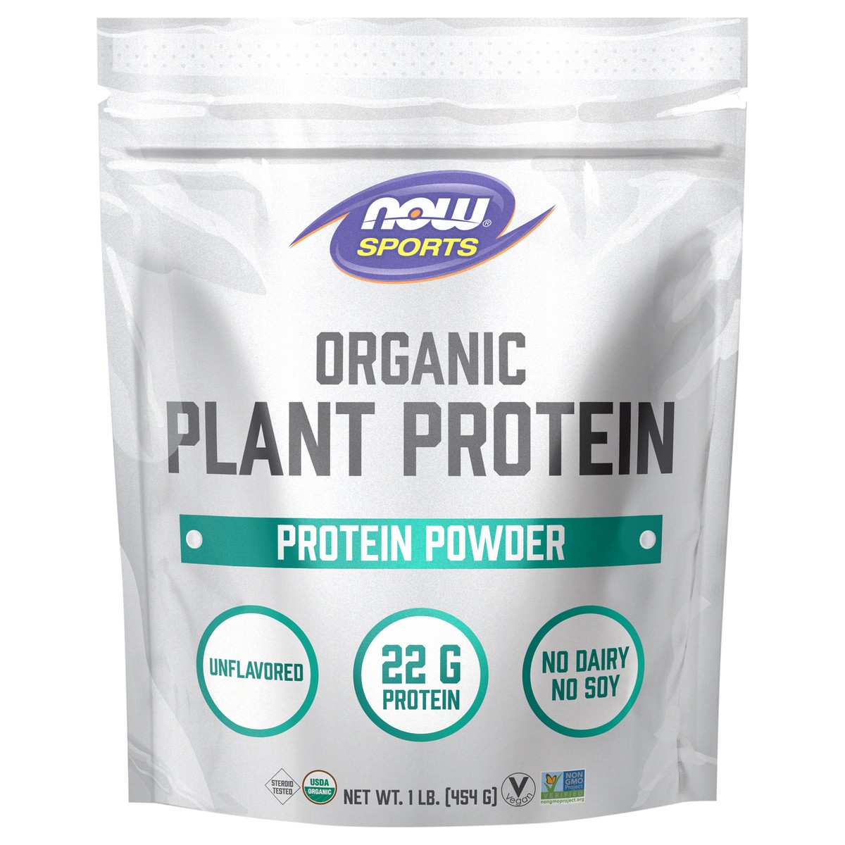 slide 6 of 9, NOW Plant Protein, Organic Unflavored Powder - 1 lb., 1 lb