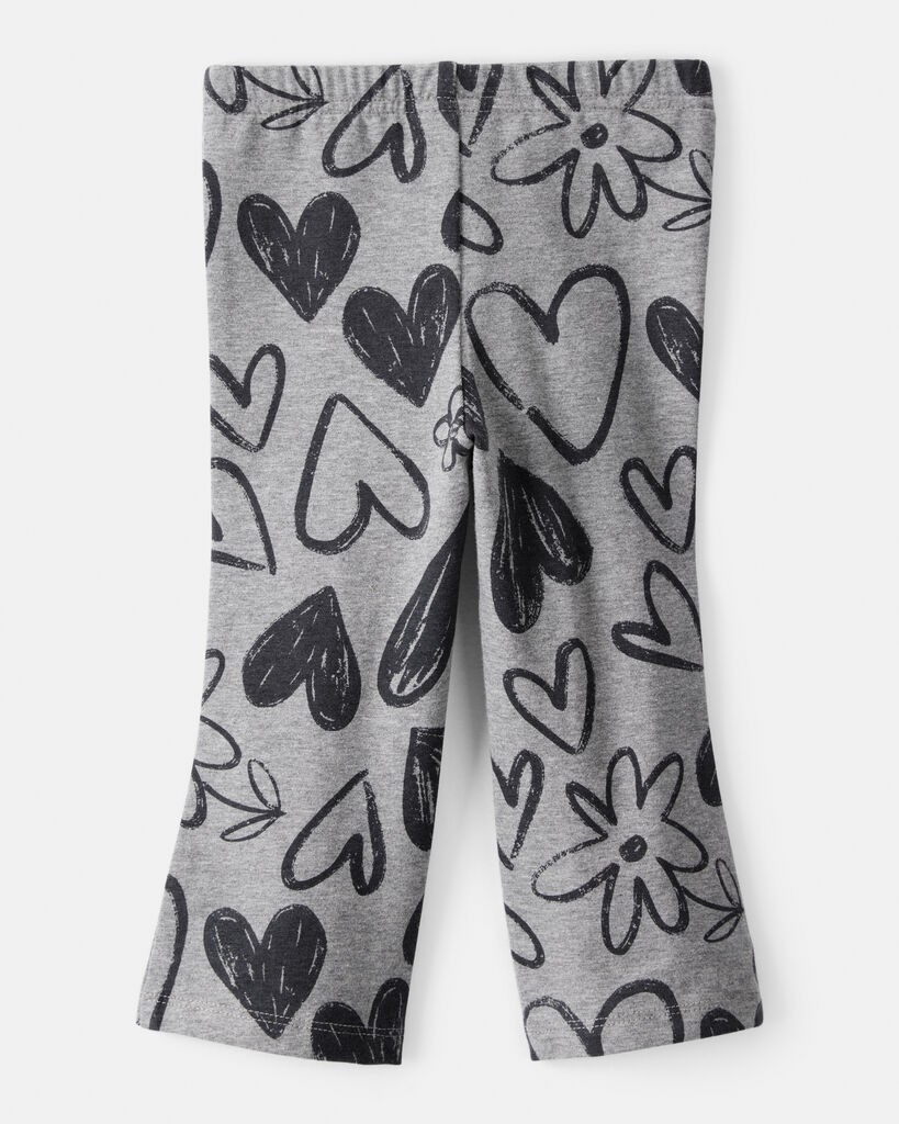 slide 2 of 3, Carter's Carters Baby Girl Heart Pull-On Flare Stretch Rib Leggings - Grey Grey 18M, 1 ct