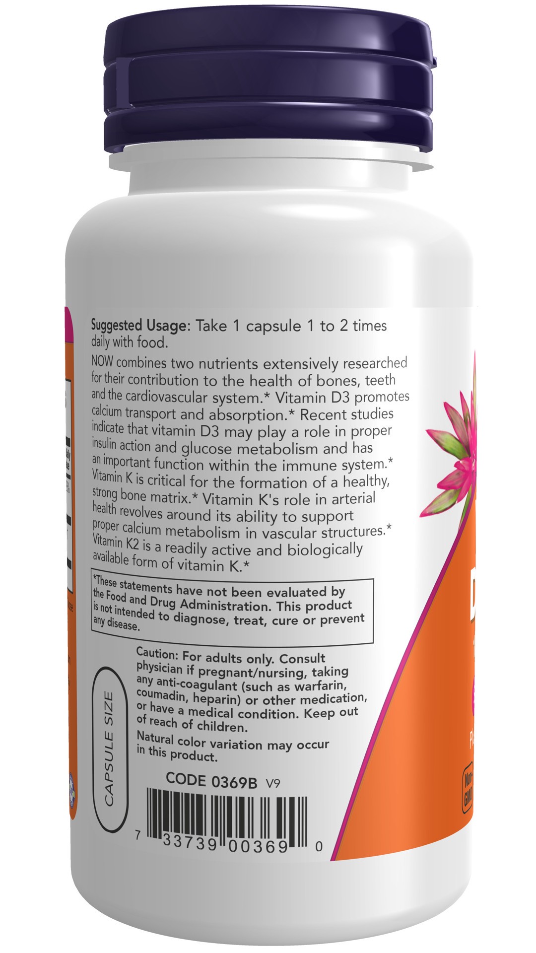 slide 4 of 4, NOW Supplements, Vitamin D-3 & K-2, 1,000 IU/45 mcg, Plus Cardiovascular Support*, Supports Bone Health*, 120 Veg Capsules, 120 ct