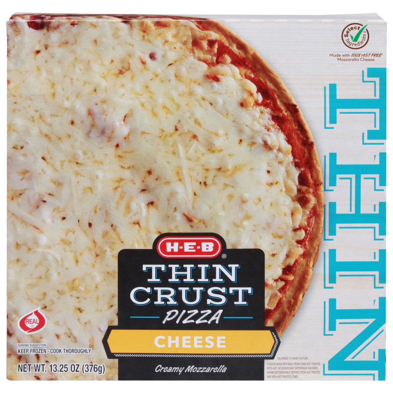 slide 1 of 1, H-E-B Thin Crust Frozen Pizza - Cheese, 15.25 oz